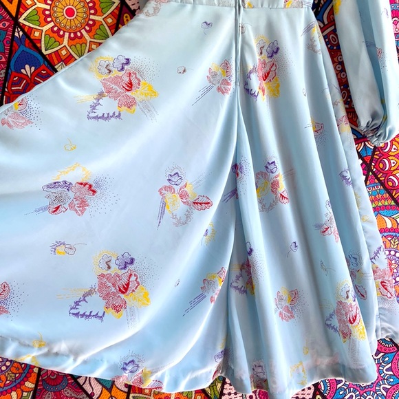 Vintage 1970s Sheer Mock Neck Long Sleeved Dress Sz 8 - Picture 7 of 8